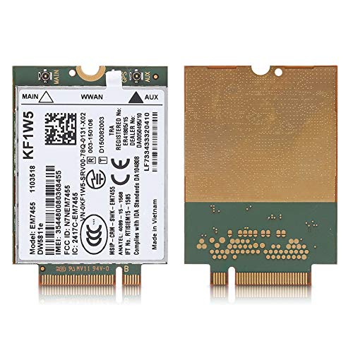 EM7455 for Dell DW5811e 3P10Y Qualcomm 4G LTE WWAN NGFF Card Module, LTE Support (North America/EMEA) -B1 (2100 MHz), B2 (1900 MHz), B3 (1800 MHz), B4 (1700 MHz AWS), B7 (800
