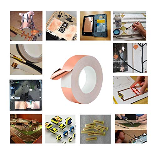 Smalloo 2pack 0.12in×66ft Double-Sided Conductive Copper Foil Tape with Adhesive for Guitar and EMI Shielding, Slug Repellent, Crafts, Electrical Repairs, Grounding - Thumbnail 4