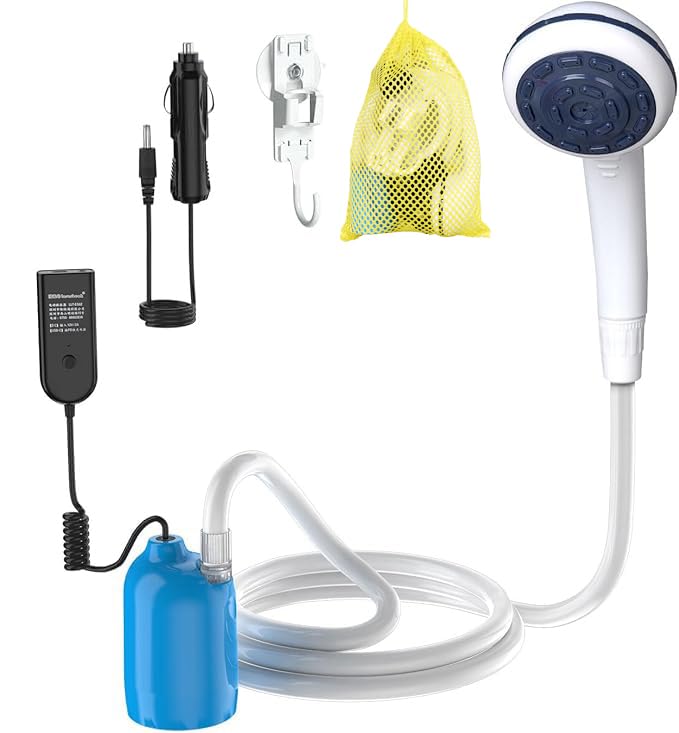 Portable 12V High Pressure Camp Shower Pump Compatible with Car Lighter Plug&PD Fast Charging Portable Power Banks by USB-C,Outdoor Shower for Camping miniatura 1