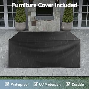 Aoxun 7 Pieces Patio Furniture Set Outdoor Wicker Rattan Furniture Set with 44” Fire Pit Sectional Conversation Sofa with Thickened Cushions and Coffee Table (7 PCS Blue) Aoxun 7 Pieces Patio Furniture Set Outdoor Wicker Rattan Furniture Set with 44 Fire Pit Sectional Conversation Sofa with Thickened Cushions and Coffee Table 7 PCS Blue