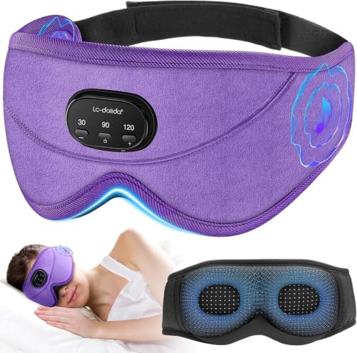 Image of LC-dolida White Noise Bluetooth 5.4 Sleep Eye Mask with Timer, 3D Sleeping Mask Headphones with 16 Soothing Sounds, Total Blackout Sleep Headphones for Side Sleeper /Women /Men (Purple)