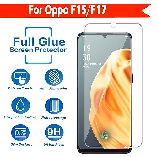 Image of Tempered Glass Screen Protector Compatible for Oppo F15 /Oppo F17 with Full Screen Coverage; Except Edges and Easy Installation Kit(Transparent), Pack of 1