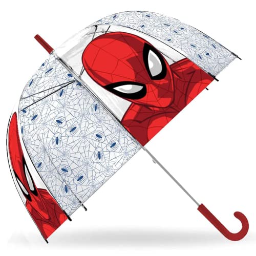 EXACTIME Paraguas para Niños, Spiderman, Campana Transparente, Paraguas Infantil, Vinilo, Poliéster, 72cm, Perfecto para Vuelta al Colegio, Ideal para Niños Cover
