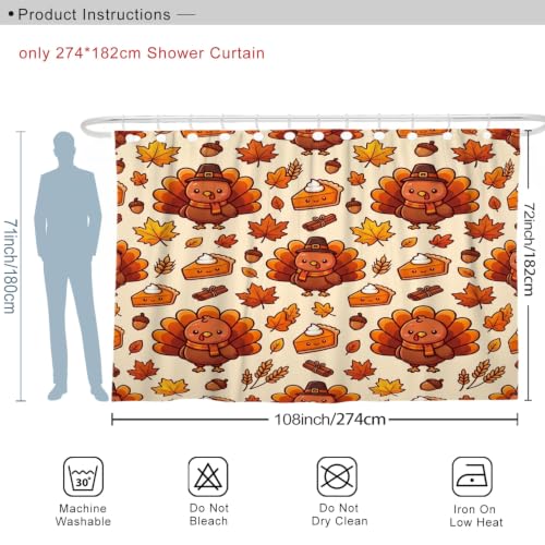 Rideau de douche extra large orange 274x183 cm en polyester imperméable - 4