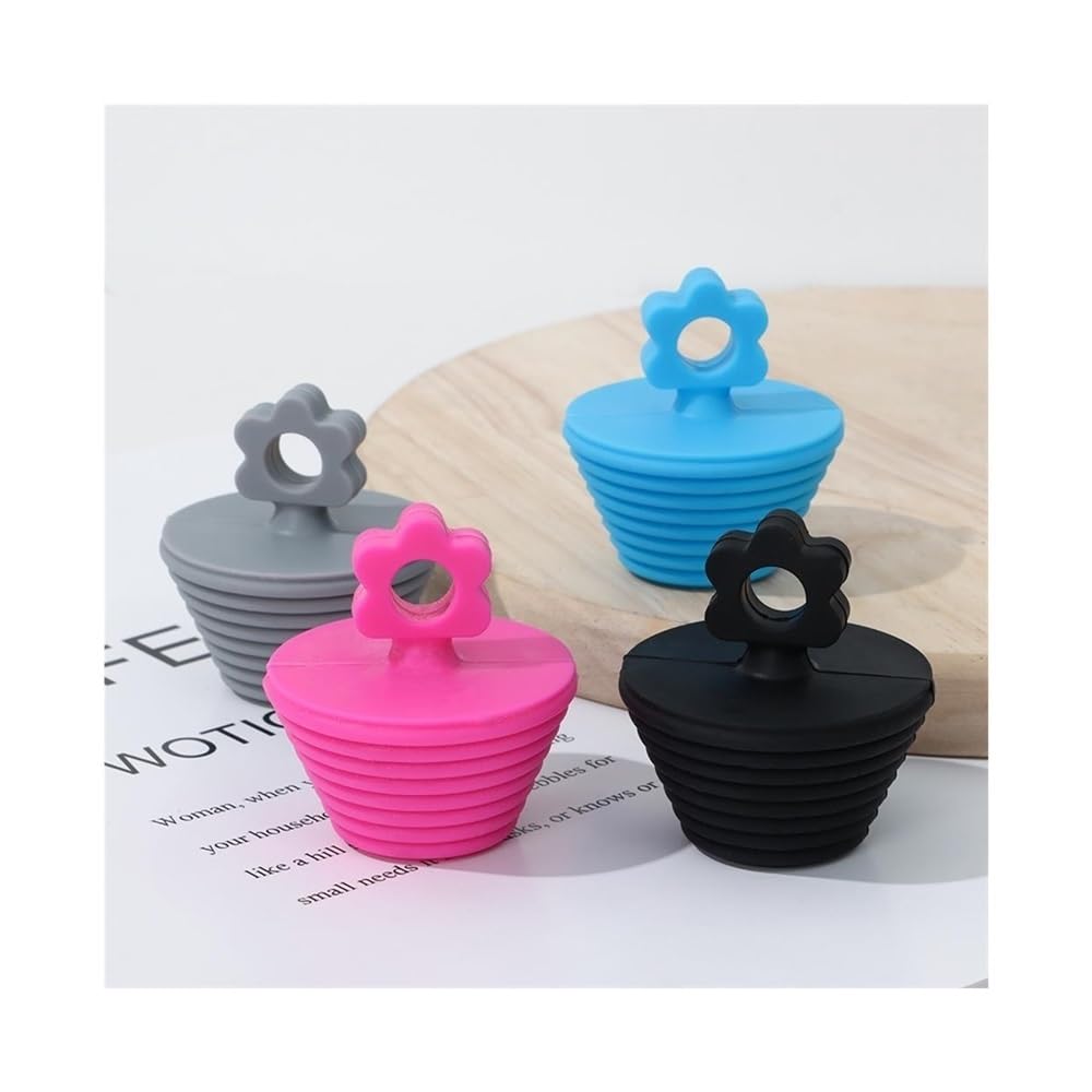 Tappo di scarico universale in silicone per vasca da bagno, doccia, vasca da bagno, lavello, accessori da bagno (grigio, 4 pezzi)