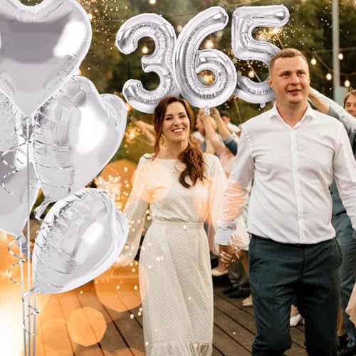 Image of TONIFUL Number Balloon 16 Inch 10 Pcs Silver 0-9 Birthday Number Balloons