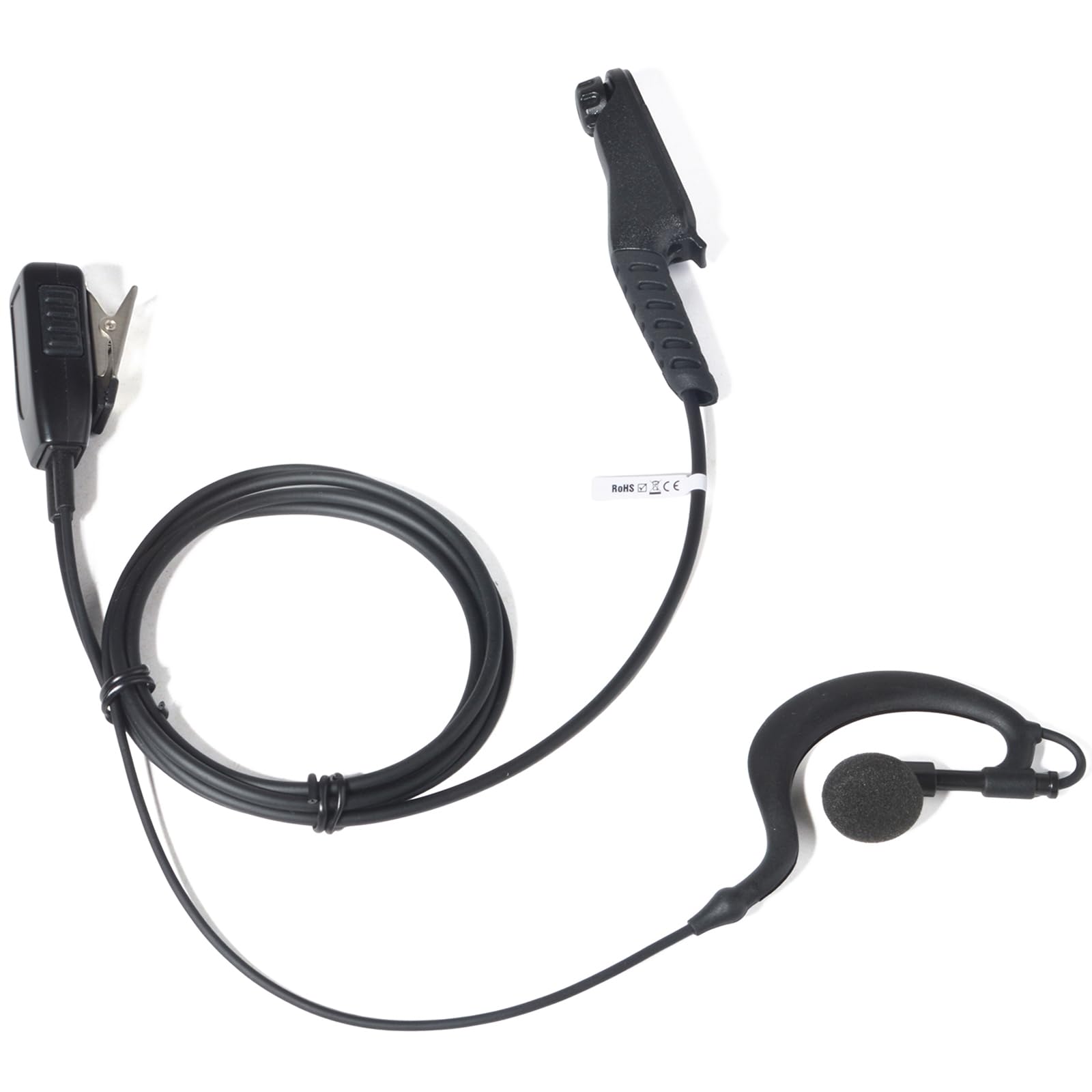 HYS Radio Earpiece Compatible with MOTOROLA R7, R7a, MXP600, APX, N30, N50, ION et al., Clear Acoustic Tube, Headset with Microphone, Black Cable (KH07H1-R7) — view 7