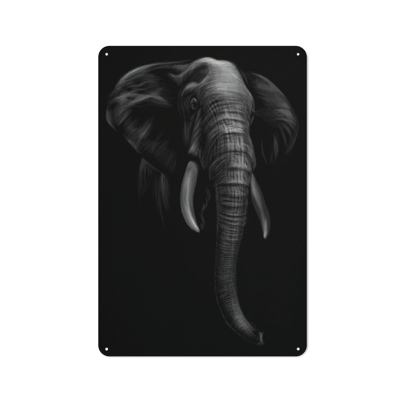 Metal Plaque 30x20cm with Elephant for Garage Wall, Retro Decor, Housewarming Present for People Styling Garage