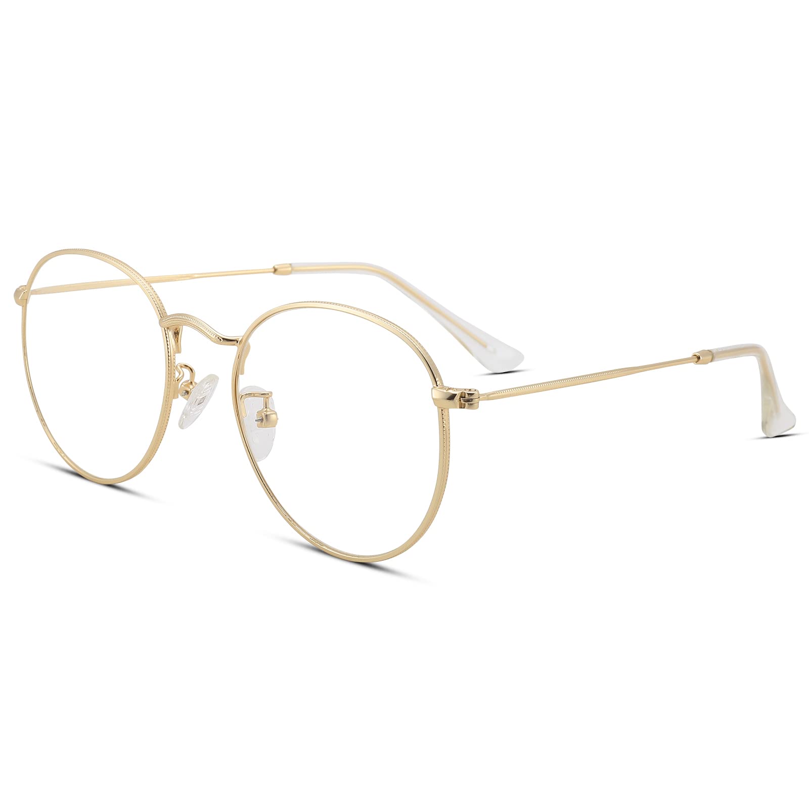 Pro AcmeRound Glasses Metal Frame Retro Clear Circle Eyewear Non-prescription 50MM(Gold/Transparent), B2-gold/Transparent, 50MM