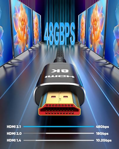 Snowkids 8K Certified HDMI 2.1 Cable 10 ft, 48Gbps Ultra High-Speed HDMI Cables Cord, 10K 8K@60Hz, 4K@120Hz Compatible for TV/Laptop/Monitor/PS5/Xbox/Projector/Entertainment/Sound System & More - Image 4