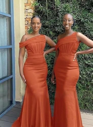 Satin One Shoulder Bridesmaid Dresses for Women Long Corset Prom Dress Mermaid Formal Evening Gown BD7092