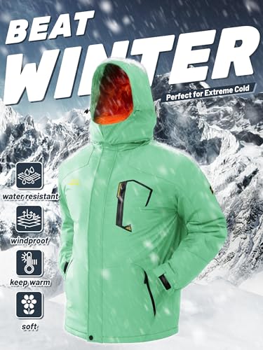 Image of TACVASEN Men's Winter Skiing Jackets Water Resistant Fleece Coats Insulated Thermal Snowboard Jacket Parka Raincoat with Hood