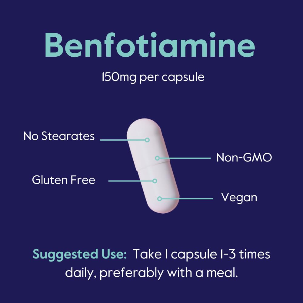 BESTVITE Benfotiamine 150mg (120 Veg Caps) - No Stearates - Vegan — Amazon image 5