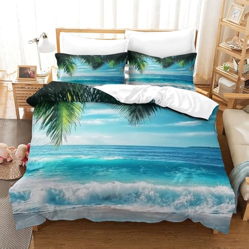 Housse de couette plage tropicale 3D pour chambre d'ado