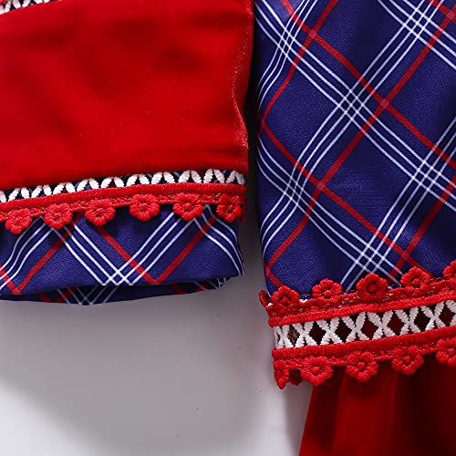 Pettigirl Girls Winter Vintage Burgundy Fashion Plaid Lace Ruffle Clothing Kids Teenage Stylish Holiday Dresses Suits4