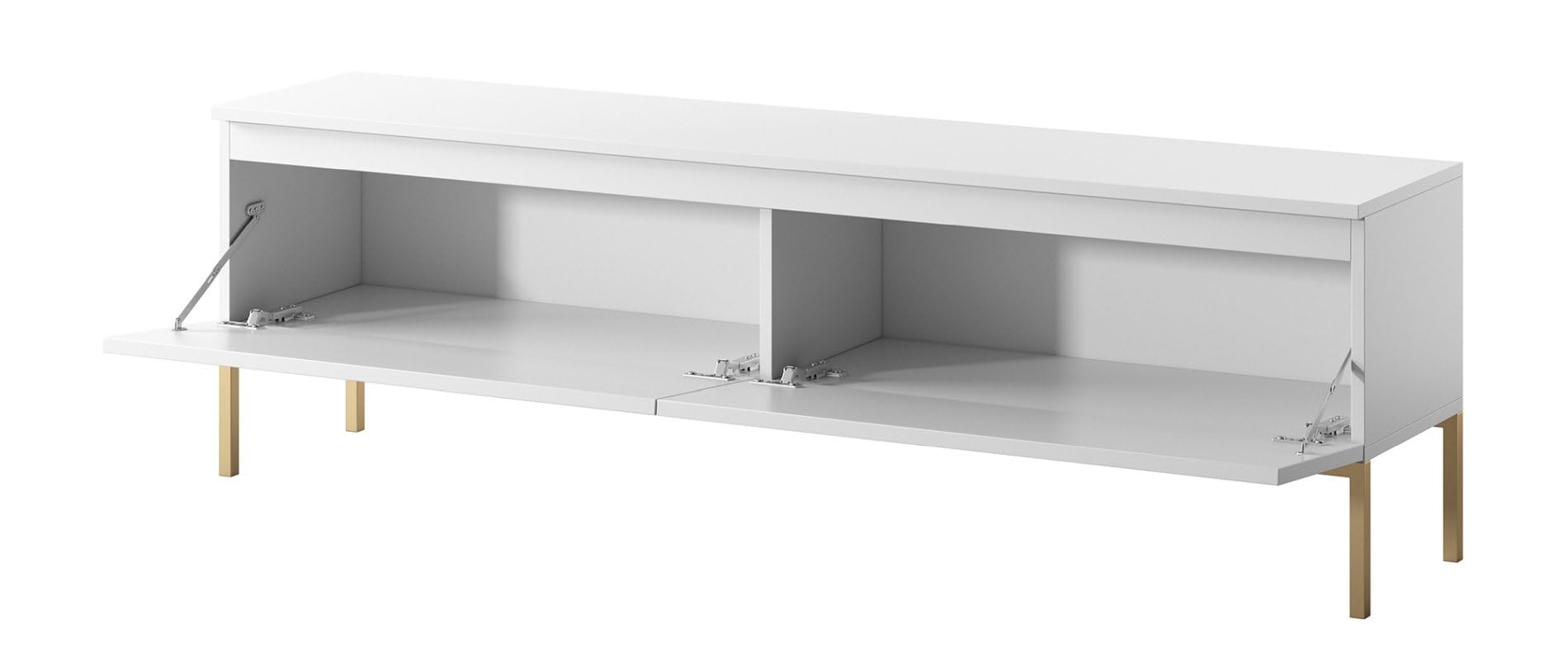 Selsey Mobile TV Mobile Porta TV 2 Ante 150 cm Con Piedini Dorati Per Soggiorno Camera Da Letto Bianco Bemmi