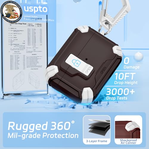 for AirPods Pro 2 Secure Lock Case with Phone Stand, Compatible with MagSafe, Case Cover for Apple AirPods Pro 2nd/1st Generation with Cleaner and Keychain, Auto-Open (Brown) - image 4
