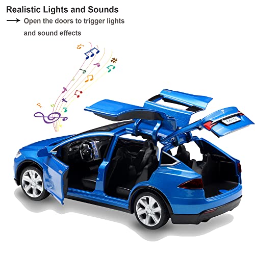 Sasbsc Toy Cars Metal Model X 1:32 Pull Back Vehicles Diecast Car Toys For Boys And Girls 3 To 12 Years Old Blue #TOP2