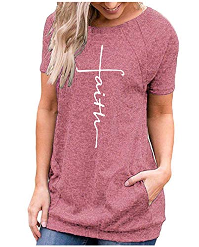 ZILIN Women's Casual Letter Print Crewneck Graphic T-Shirt Long Sleeve Sweatshirt Tops with Pockets