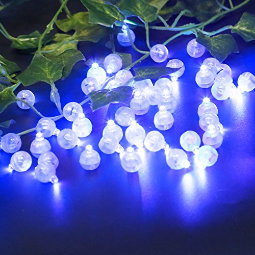 Accmor 100pcs LED Mini Round Ball Balloon Light, Long Standby Time Ball Lights for Paper Lantern Balloon Party Wedding Decoration(Blue)