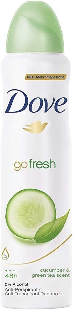 Dove Antiperspirant 48 Hours Body Spray, Go Fresh Cucumber & Green Tea Deodorant, 6 Packs x 150 ML / 5 Fl.Oz (International Version)
