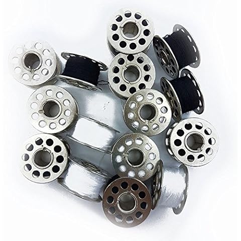 10PC Standard Sewing Machine Metal Bobbins/Spools Black & White Colours Threads Home by Accessories Attic® Cover