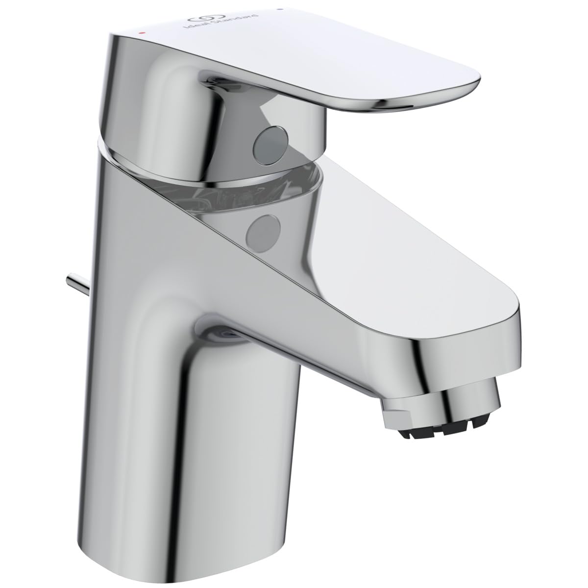 Ideal Standard B1838AA Ceraflex Waschtischarmatur mit Ablauf, Niederdruck, Bad-Wasserhahn mit Auslauf, Mischbatterie Waschbecken, Wassersparend, Chrom