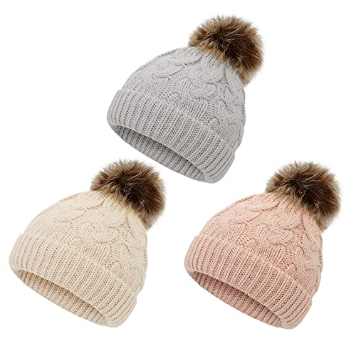 Image of Durio Soft Warm Knitted Baby Hats Caps Cute Cozy Chunky Winter Infant Toddler Baby Beanies for Boys Girls