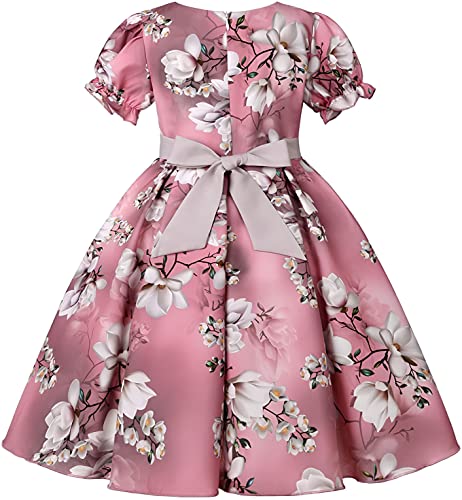 Image of Buy & Try Girl's Satin Floral Printed Frock Short Knee Length Short Sleeve Dora Frocks Dress.