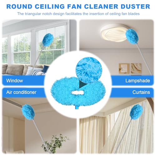 Image of Storystore Ceiling Fan Cleaner Duster - Adjustable Duster with Extension Pole,Dusters for Cleaning Fan Blade, Walls and Cobweb (Blue)