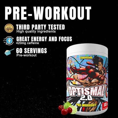Image of Ekkovision Optismal V2 Pre Workout, Tingle, Cherry Limeade, 30 Servings | Energy, Focus & Performance Support for Gym, Weightlifting, Running & Training