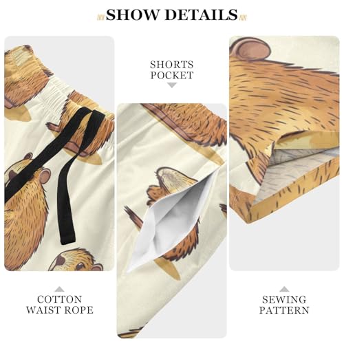 Men's Short Pajama Bottoms Capybara Animals White Home Casual Sleep Pants3