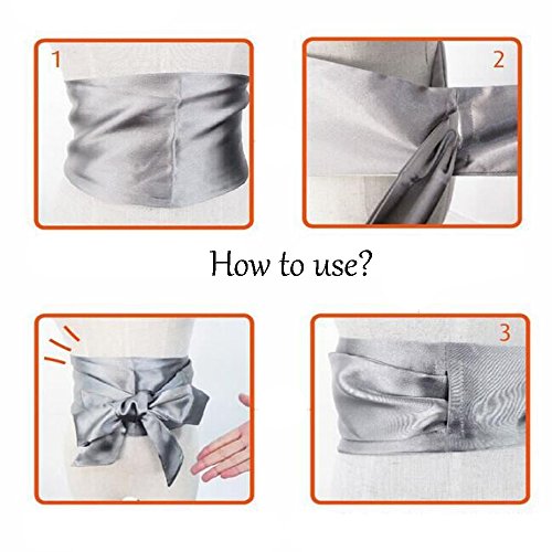 Women's Satin Ribbon Belt Tie Bowknot Band Wrap Elegant Wide Belt Waistband Silk belt4