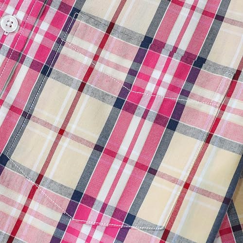 Image of Dubinik Mens Short Sleeve Button Down Shirts Soft Breathable Summer Vintage Regular Fit Lightweight Men's Casual Shirt