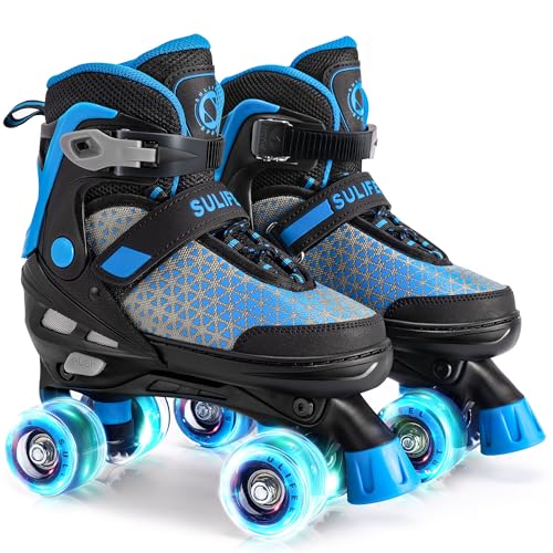 SULIFEEL Roller Skates for Girls Boys Kids,4 Sizes Adjustable Quad...