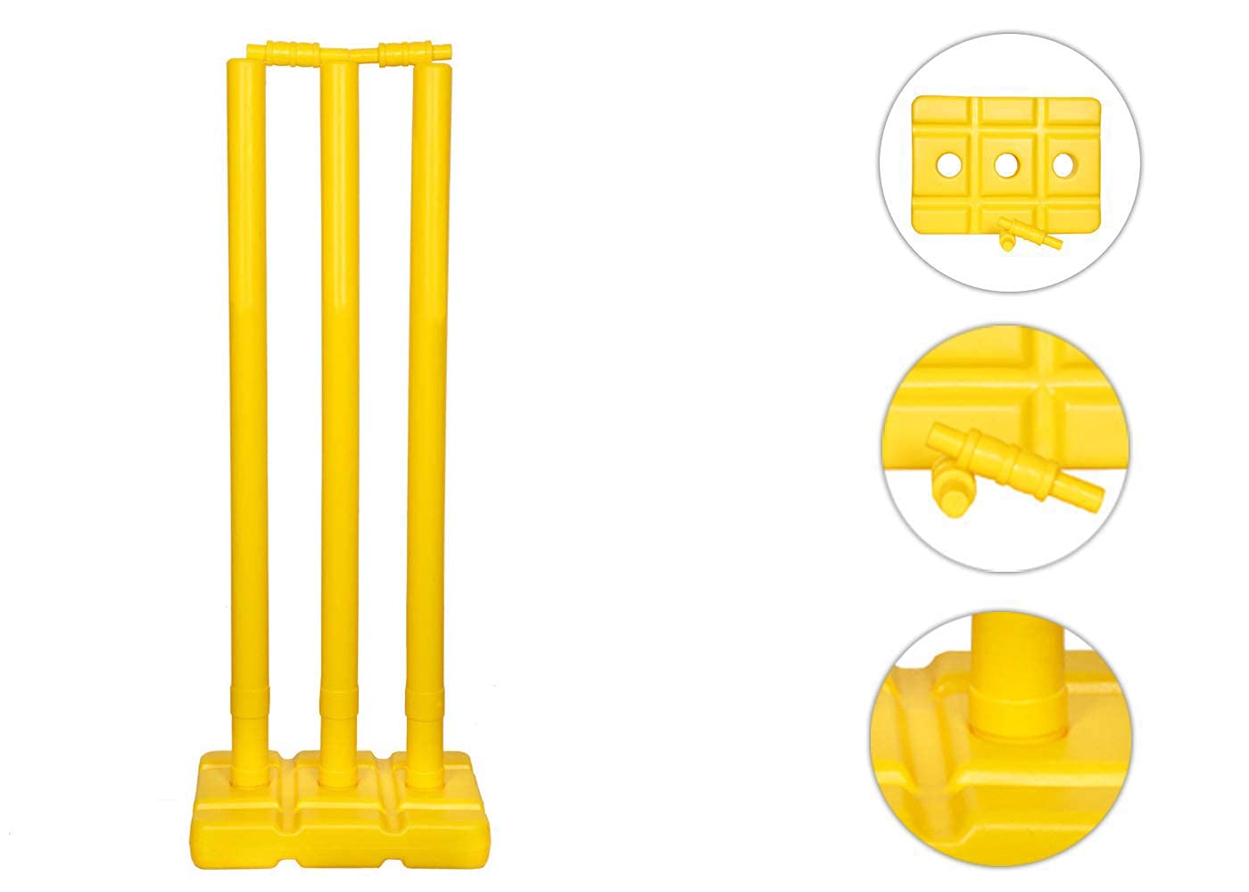 Xylofit Heavy Plastic Cricket Stumps Set - 3 Stumps + 2 Bails + 1 Stand (Plastic Wicket Set) 1