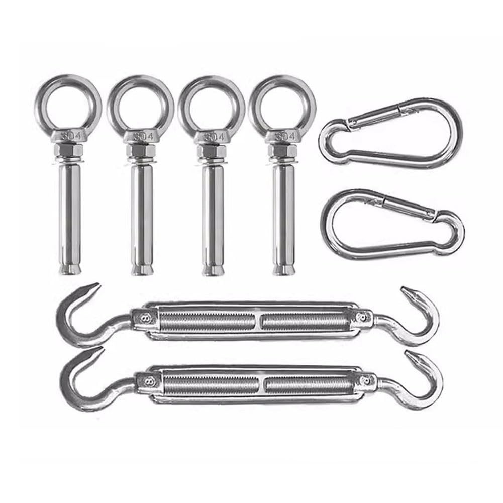Kit Fissaggio Vela Ombreggiante, Materiale in Acciaio Inossidabile M6 per Tenda, per Giardino Triangolare e Quadrata Vele Ombreggianti