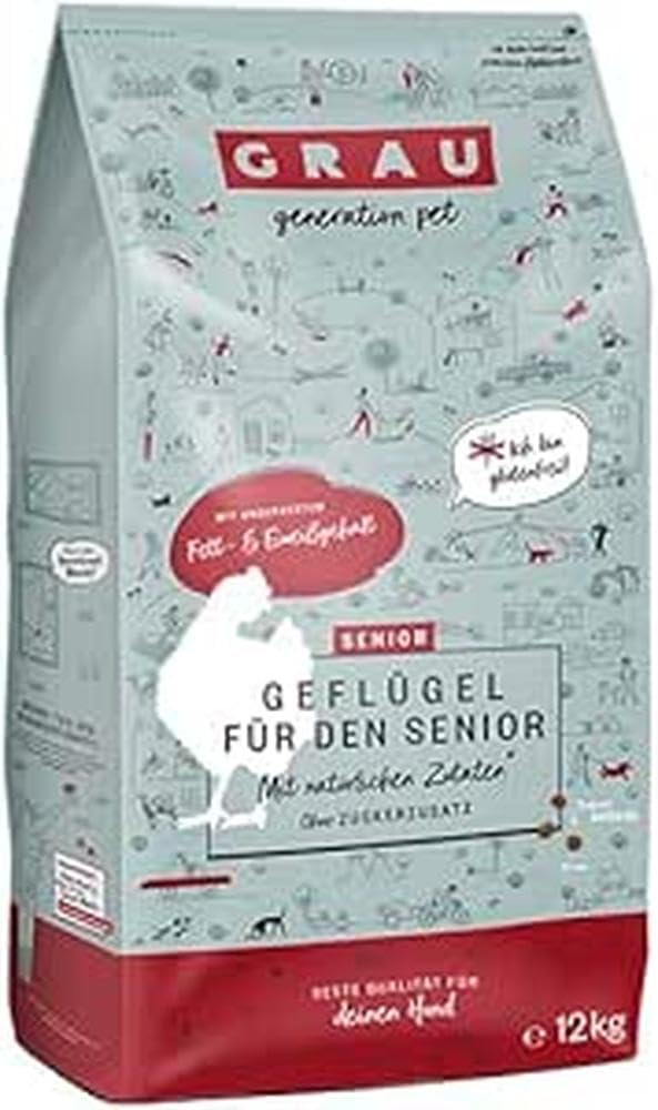 Grau – El Original – Pienso deshidratado para Perros - Senior - Ave, Pack Individual (1 x 12 kg), sin Gluten, para Perros de Edad Avanzada delicados