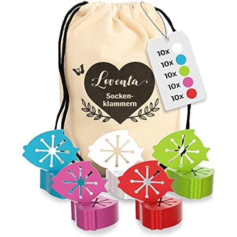 LOVENTA® Sockenklammern (50 Stück) für Waschmaschine und Trockner I Bester Halt I Sockenhalter für alle Sockengrößen I Dank Sockenclips nie Wieder Socken sortieren Cover