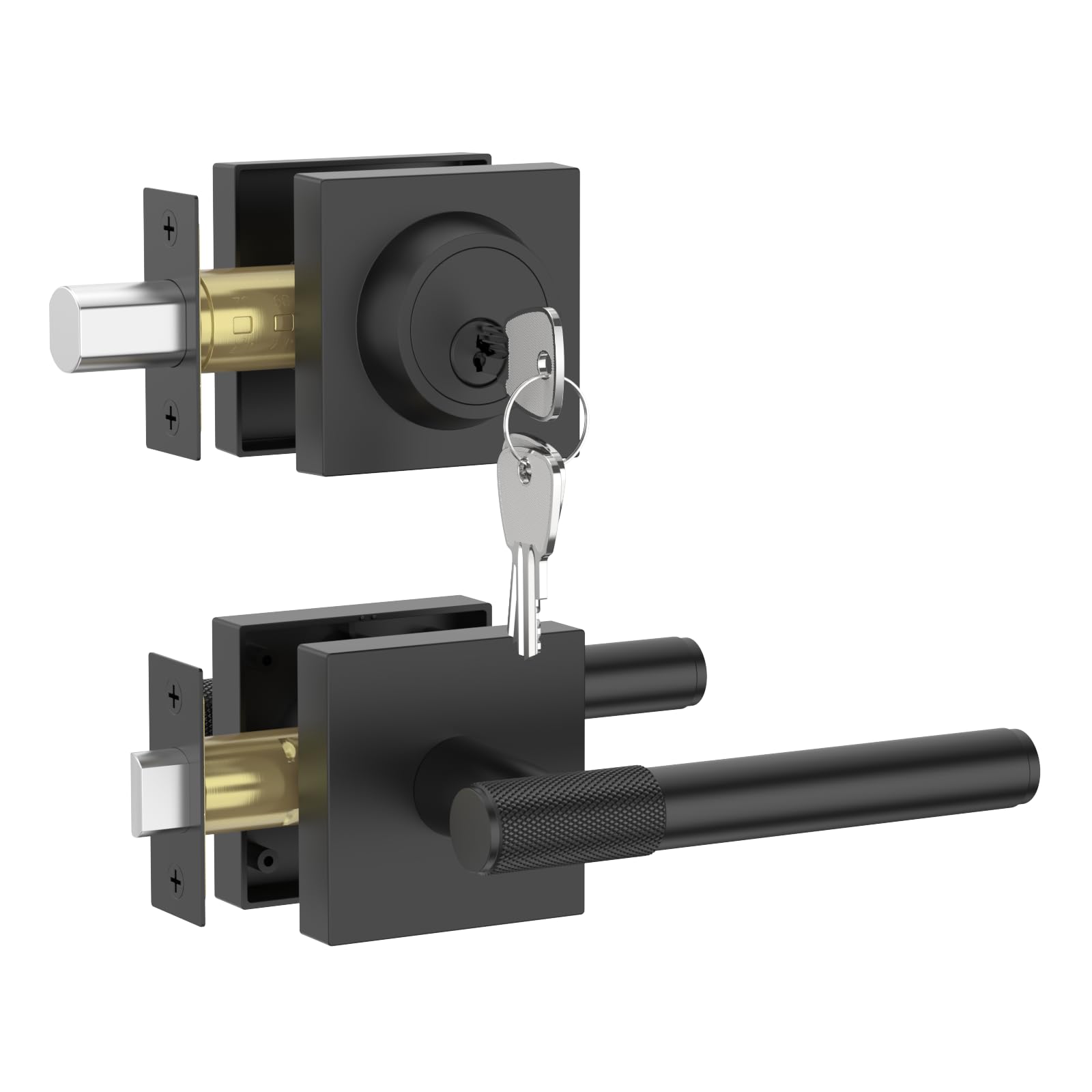 Verrou de porte avant noir Asidrama en lot de 2 avec double cylindre universel