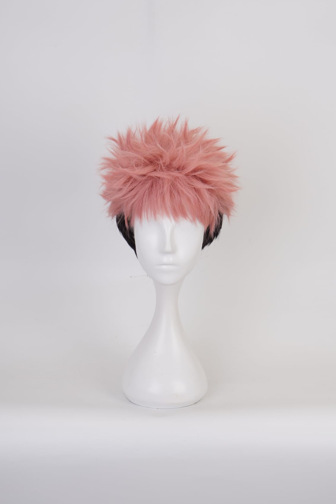 Aadesso Anime JJK Itadori Yuji Short Fluffy Pink Gradient Black Cosplay Wig Synthetic Hair Hallween Christmas Party Wigs for Men