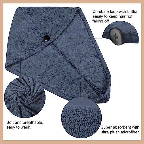 Image of Sassoon Venir Microfiber Hair Wrap Towel for Women (Denim Color, Free Size) with Smooth Texture Super Absorbent Quick Dry Hair Turban for Drying Hair