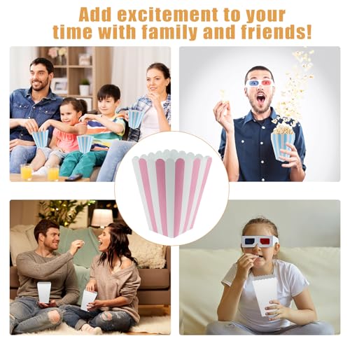 Image of 50 Pcs Pink Popcorn Boxes Mini Paper Popcorn Box Cardboard Container for Party Disposable Snack Candy for Movie Nights Birthday Wedding (Pink,White)