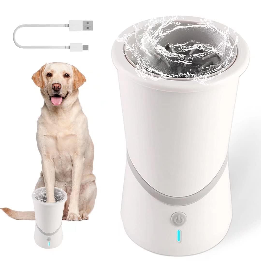Joyzzz Automatic Dog Paw Cleaner, USB Charging Dog Paw Washer Cup, Portable Automatic Dog Paw Washer with Silicone Bristles, Dog Foot Washer for Dog and Cat Grooming with Muddy Paws