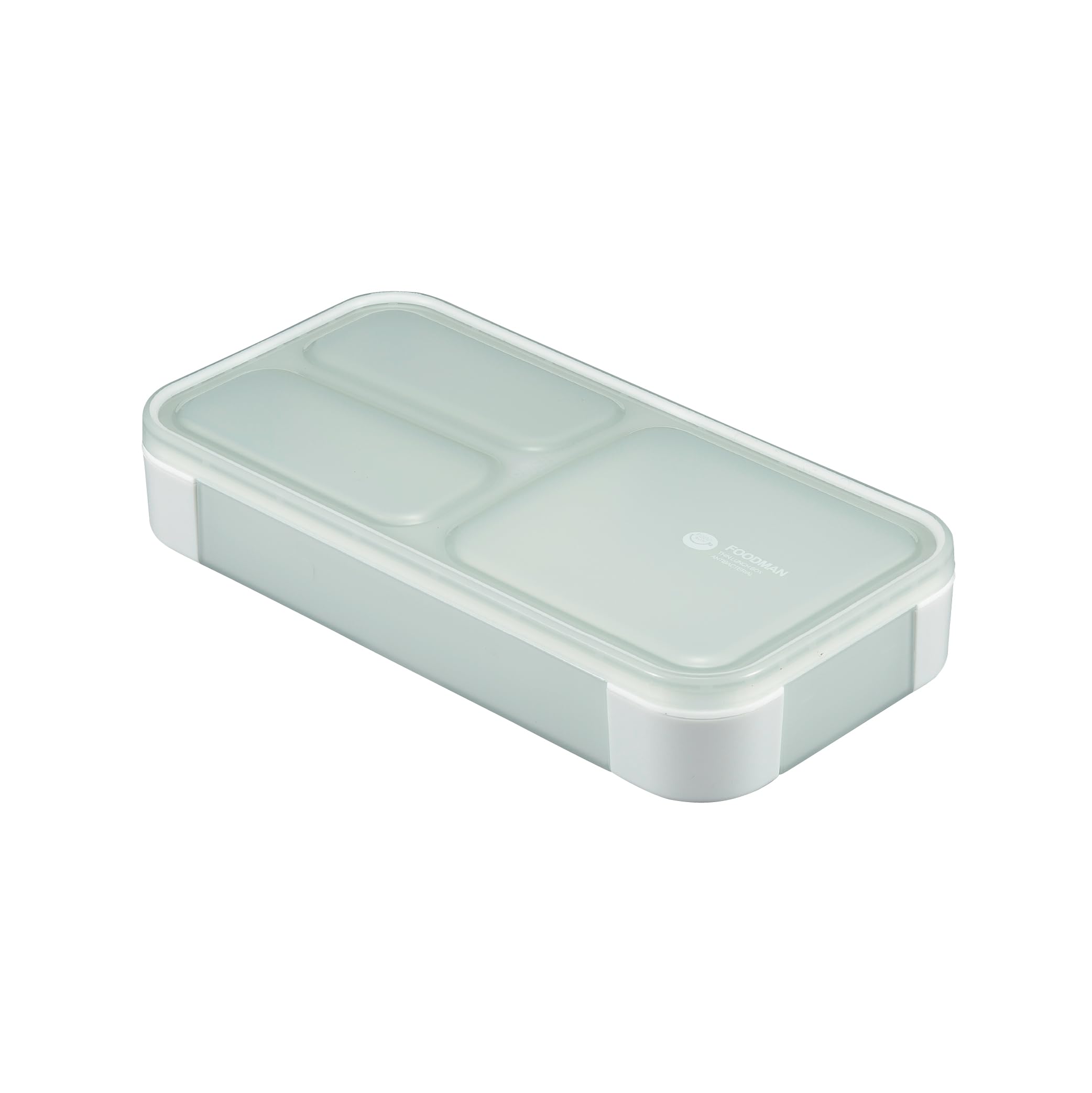 フードマン 弁当箱 立てて運べる 薄型弁当箱 400ml [ 抗菌 ] ライトグレー 汁漏れしにくい Wシーリング 4点ロックでしっかり固定 シービージャパン DSK