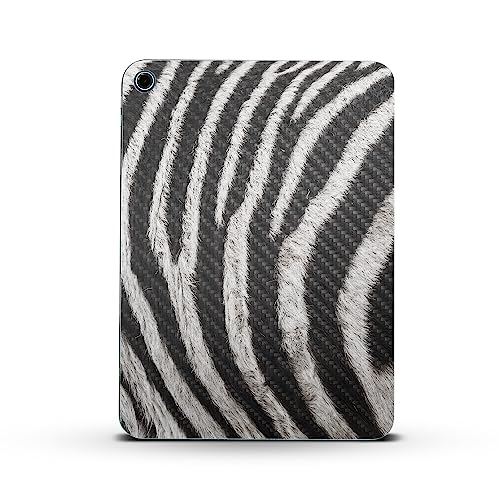 Image of MightySkins Carbon Fiber Skin Compatible with Apple iPad 10.9 inch 10th Gen (2022) Full Wrap Kit - Zebra Closeup | Protective, Durable Textured Carbon Fiber Finish | Easy to Apply | Made in The USA