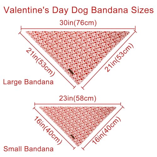 Image of Valentine's Dog Bandana, UP URARA PUP Valentine Triangle Bid Scarf for Girl Boy Small Medium Dogs or Cats, Adorable Puppy Wedding & Valentine's Bandana, Cute Soft Cotton Pet Kerchief, L