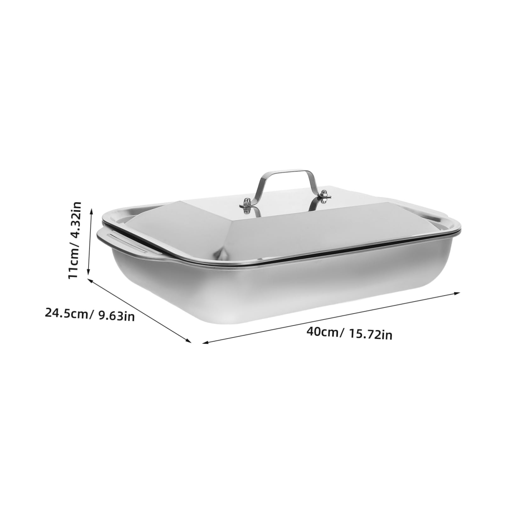 Unomor 1 Set Deep Stainless Steel Roasting Pan for Fish and Baking Rectangular Design Mess Cooking Space Saving Elegant Finish for Home Cooking and Bbq