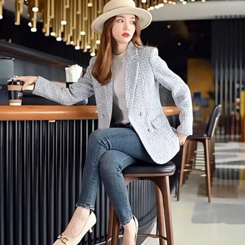 Womens Tweed Blazer Jackets Fall Winter Warm Fashion Casual Open Front Business Elegant Work Suit Top Pocket3