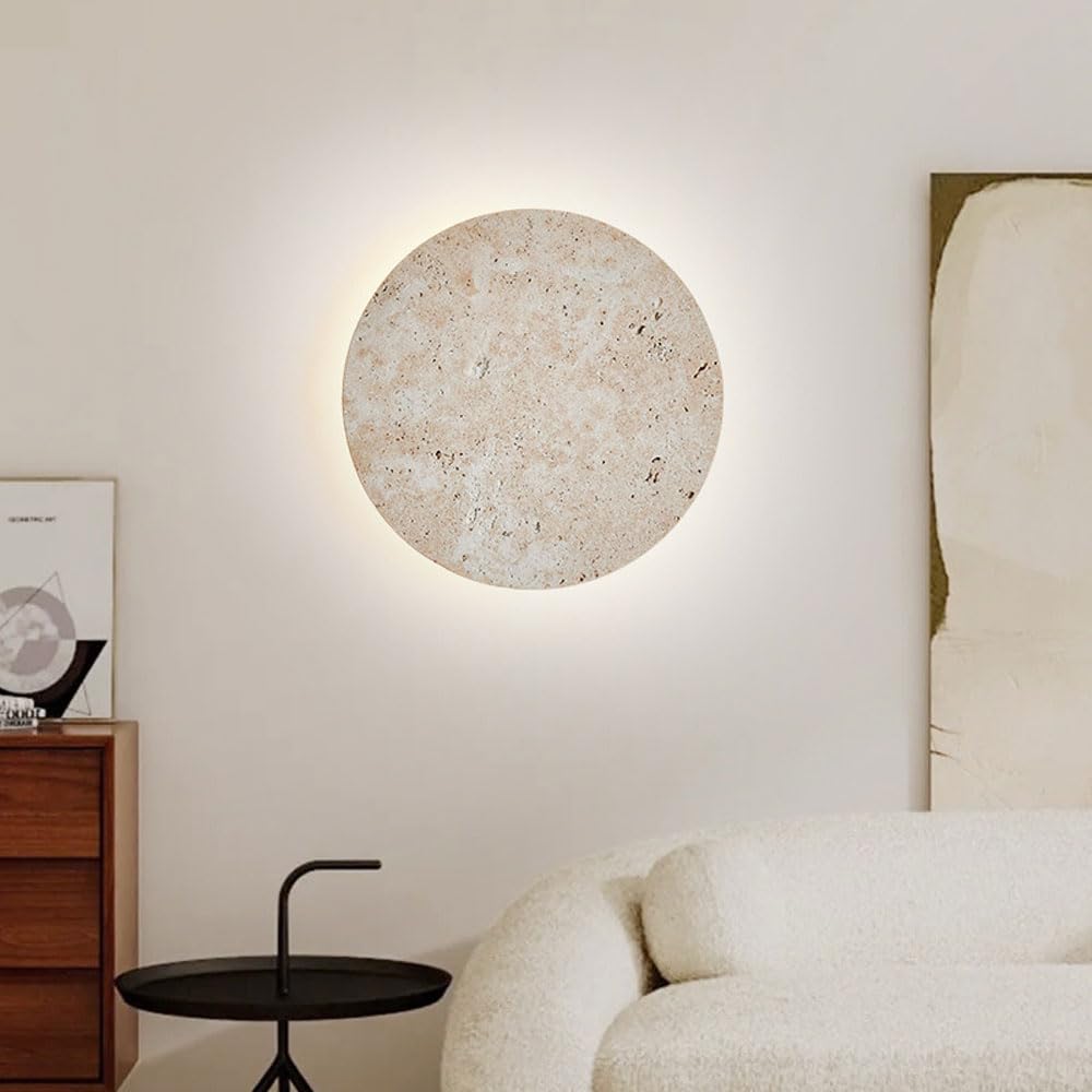 Lampada Da Parete In Travertino Giallo Con Sorgente Luminosa